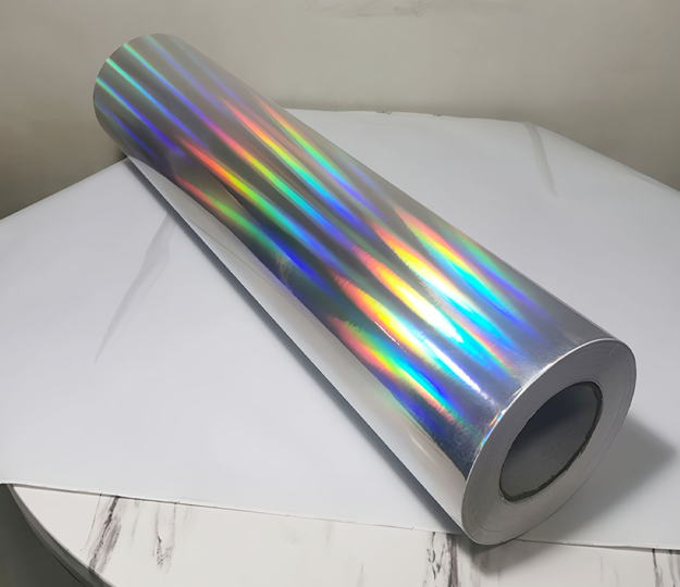 Holographic Printable Self Adhesive Vinyl Roll, Laser Rainbow Stripe Metallic PVC Film