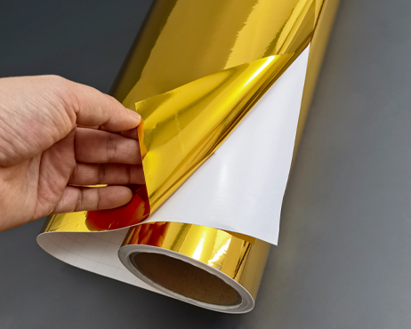 Metallic Gold Cutting Vinyl, Mirror Gloss Gold PVC, White Silicone Liner, Permanent Acrylic Adhesive for Sign Sticker Craft Decoration